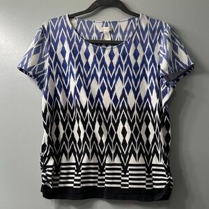 Chico's Blue and Black Patterned Top